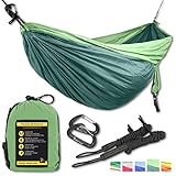 Double Eagle Camping Hammock Set - Incl. 2 carabiners and 2 ropes - 118 x 78 in - 600 lbs load - Top Rated Best Quality Lightweight Parachute Nylon 210T Travel Hammocks.