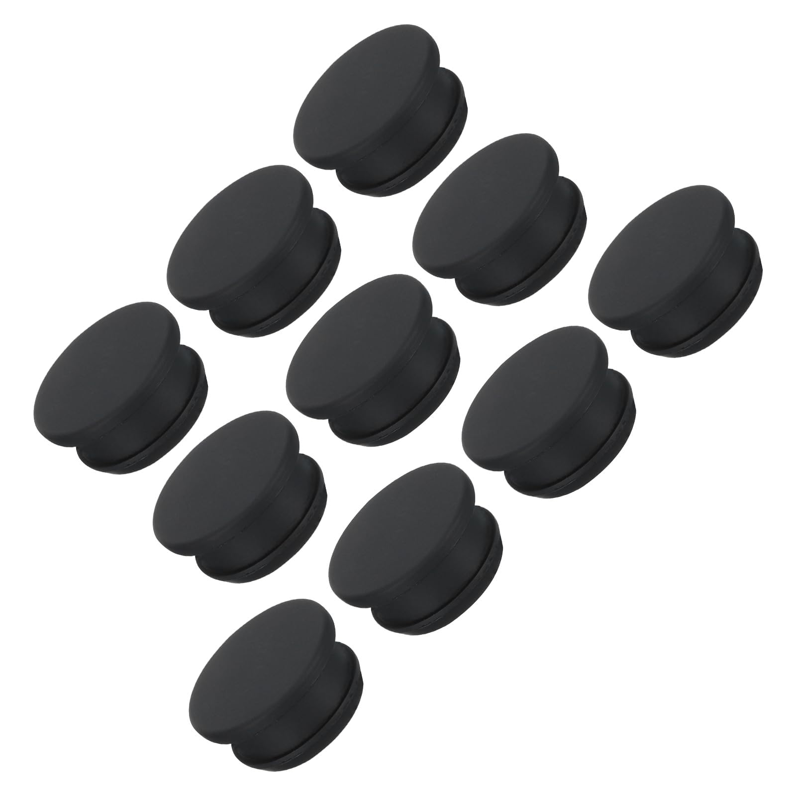 TOP-VIGOR 10Pcs Silicone Snap in Locking Hole Plugs, 23mm Diameter Hole Stoppers, Rubber Panel Seal Cover Flush Type Panel Round for Kitchen Rubber Bulkheads Waterproof Sealing Plugs, Black