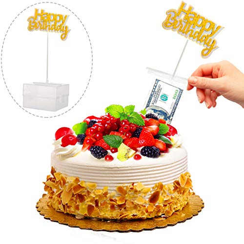 Cake Money Box Set Reusable DIY Happy Birthday Cake Topper Pull Out Kit Making Mold Gold