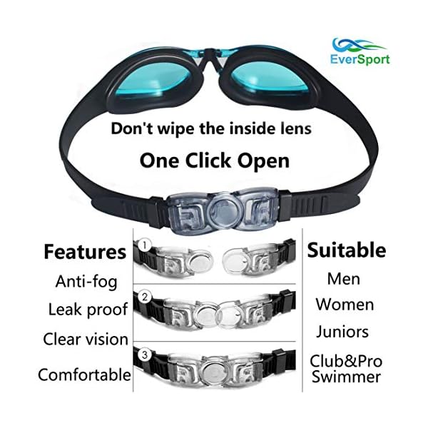 EverSport Swim Goggles 2 Pack, Anti Fog UV Protection Streamline Design