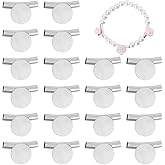 PH PandaHall 20PCS Glue on Bails for Jewelry Making, 12mm Flat Round Brass Pendant Cabochon Settings Pad Charms Connector Hanger for Necklace Bracelet DIY Crafting Supplies, Hole: 3.3mm