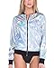 iHeartRaves Opal Silver Hologram Metallic Bomber Zip-Up Jacket (Small)