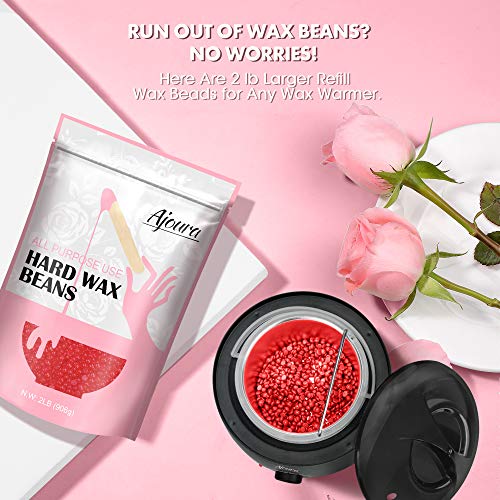 Wax Beads, Ajoura Hard Wax Beans for Hair Removal (All In One Body Formula) Moisturize Sensitive Skin Wax for Face, Bikini, Eyebrow, Legs, Underarm, 2lb Large Refill Film Wax Beads for Wax Warmer Kit