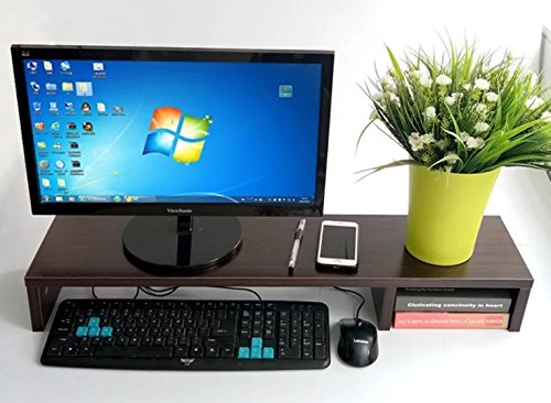 Extra Large 31.5 Inch Computer Monitor Or Laptop Stand. This Is A Long Sturdy Desktop Dual Double Or Multi Monitor Screen Riser (Height: 4.3", Black Wood Color)