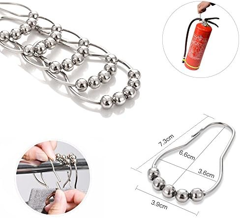 Shower Curtain Hooks Shower Curtain Rings Shower Curtains Liner Rustproof Stainless Steel With Balls, Polished Chrome, Hooks For Bathroom,Living Room Bedroom Set Of 12 by Yivion