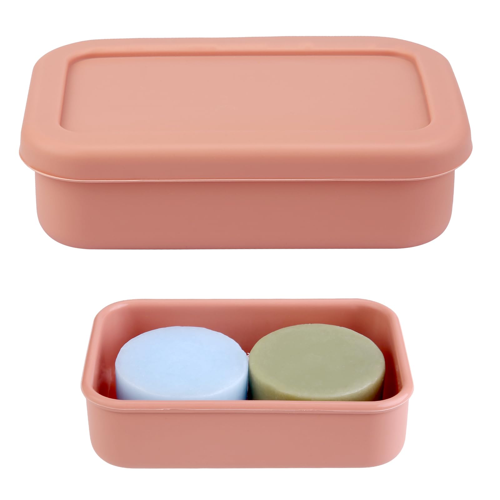 Photo 1 of ++2 PAXK++TITATI Travel Soap Container, Travel Soap Case for Dr. Squatch, Square Soap Holder, Silicone Soap Holder with Drainage Tray, Portabel Shampoo Bar Case for Shower, Travel, Camp, Gym(Flesh Pink)