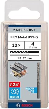 Bosch 10x PRO Metal HSS-G Twist Drill Bit Ø4.00mm Standard Length view 3