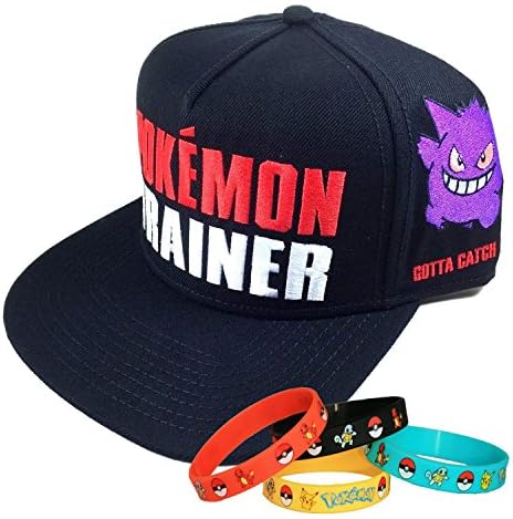 Pokemon Go Trainer Snapback Cap Hat with Bracelet