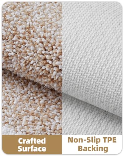 Color&Geometry Simple and Stylish Large Bath Mats for Bathroom Non Slip, 51 x 81 cm Khaki Bathroom Rugs, Absorbent, Soft, Washable, Microfiber Shower Mat