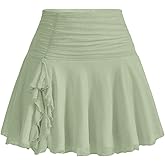 SOLY HUX Women's Summer Skirts High Waisted Ruffle Mini Skirts Flared Flowy Beach Short Skirt