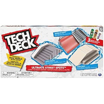 TECH DECK, Ultimate Street Spots Pack with 3 Fully Assembled Exclusive Boards, Coast to Coast Edition