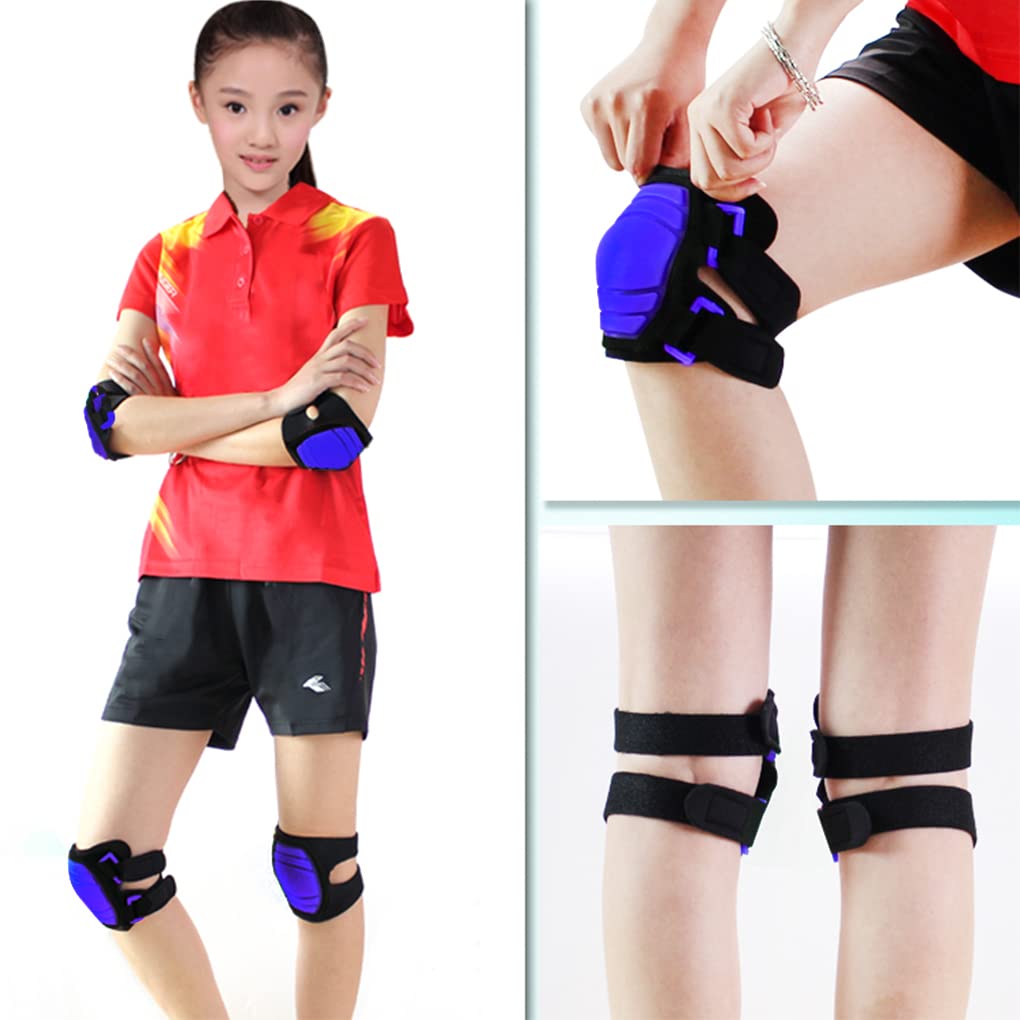 YJZQ Kids Silicone Knee/Elbow Pads 2pcs Boys Girls Knee Pads Guards Shockproof Elbow Protection Cushions for Ages 7-12, Kids Protective Gear Set for Cycling Roller Skates Skateboard Scooter, Blue