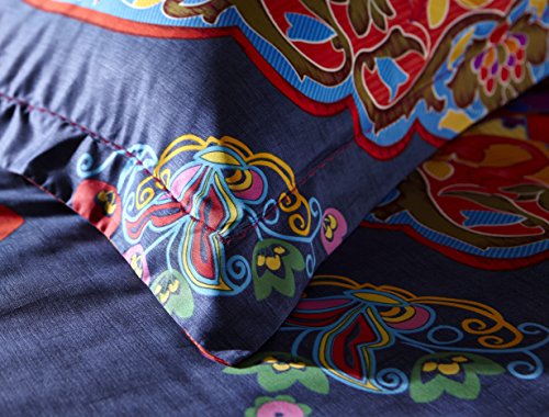 LELVA Boho Style Bedding Set Bohemian Ethnic Style Bedding Set Boho Duvet Cover Set Camel Pattern Bedding Set Full/Queen 4pcs (3, Queen)