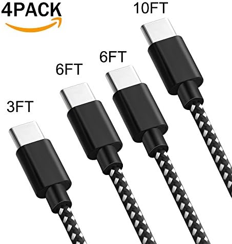 USB Type C Cable, 4 Pack[3FT 6FT 6FT 10FT] Extra Long Nylon Braided USB Type A to USB Type C Fast Charger for Samsung Galaxy S9/Note 8/S8/S8 Plus/