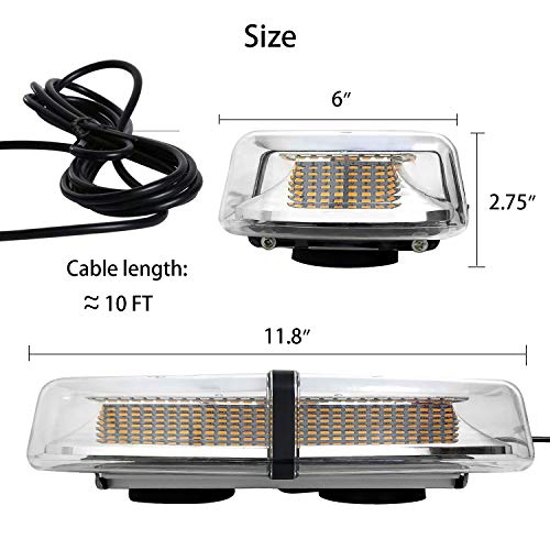 Auovo LED law enforcement emergency hazard warning Light-72W 72-LED Waterproof High Intensity Amber Strobe Lights with Magnetic Base 12/24V(1 PCS)