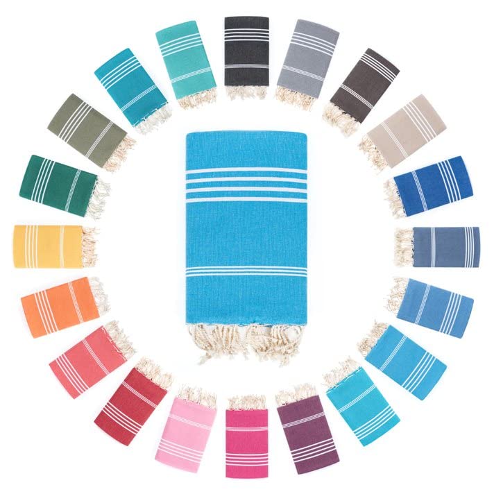 Darido Handmade Turkish Fouta Hammam Towel - XXL Sauna, Bath, & Beach Towel 100 x 200 cm - 100% Cotton - Lightweight, Soft & Absorbent - Multiuse & practical