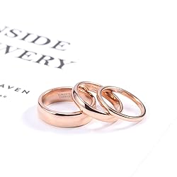 TRUMIUM 6mm Rose Gold Tungsten Rings for Men Women