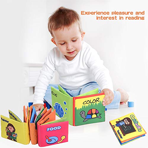XREXS Nontoxic Fabric Baby Soft Books,Colorful Activity Crinkle Baby Cloth Book for Kids,Friction with a rustling Sound,First Books for Infants Boys and Girls,Toddlers Early Education Toys Quiet Books