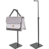 MrMrKura 2 Pack Purse Display Stand, Adjustable Height Metal Handbag Stand Holder, Black Tabletop Display Rack for Hanging Bags, Purses, Necklaces (Black)