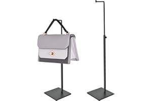MrMrKura 2 Pack Purse Display Stand, Adjustable Height Metal Handbag Stand Holder, Black Tabletop Display Rack for Hanging Ba