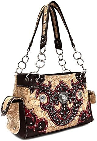 Western Floral Embossed Brown Purse, Plus Key Chain, WCSS8469BR
