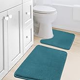 2 Pack Non Slip Memory Foam Bathroom Rugs Non Slip Bath Mat Set Absorbent Super Cozy, Flannel Bathroom Rugs