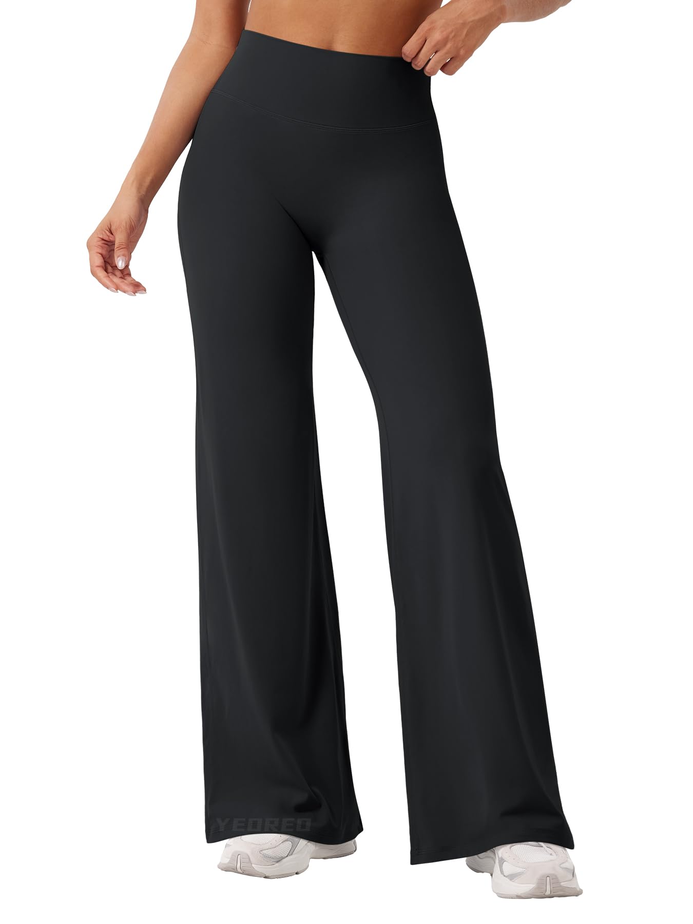 Photo 1 of YEOREO Workout Leggings Womens No Front Seam Straight Leggings 31.5" High Waist Buttery Eddiy Gym Yoga Pants Black S