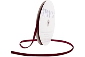 KRYVUS Burgundy Velvet Ribbon 3/8 Inch x 25Yards, Nylon Vintage Velvet Ribbons Perfect for Christmas Decoration, Handmade Craft, Gift Wrapping, Bow Making, Bouquet Packaging