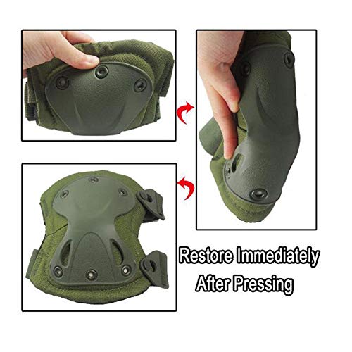 Niome 1 Pair Kneelet and 2 Pcs Elbow Pad Outdoor Tactical Protection Knee Pads Elbow Support Set Military Green