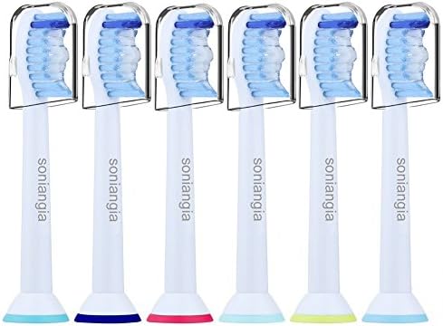 Toothbrush Replacement Heads for Philips Sonicare Electric Brush, Fits 2 Series Plaque Control, 3 Series Gum Health DiamondClean FlexCare HealthyWhite EasyClean and More, 6-Pack By Soniangia