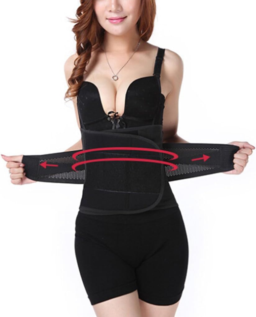 Women/Men Waist Cincher Trainer Workout Body Girdle Corset Gym Sport Shaper (L-US M, Black)
