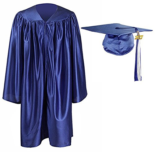 Kindergarten Graduation Gown Cap Set,Royal Blue/White Tassel with 2017 Year Charm by YesGraduation (36(4'3"-4'5"), Royal Blue)