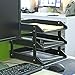 3 Tier Leatherette Desktop Document Organizer Trays, File Folder Storage Rack, Black