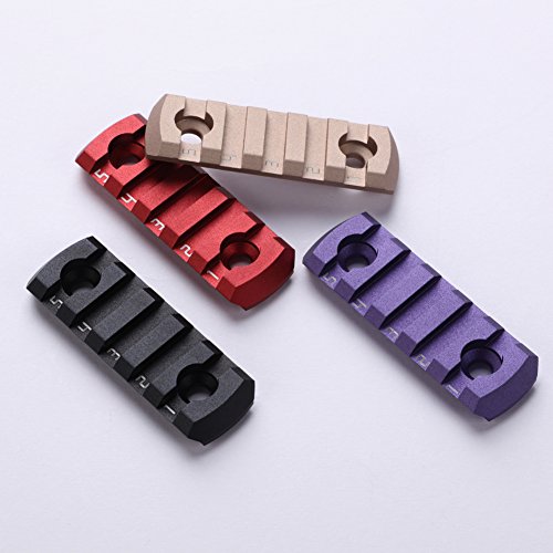 TuFok Low Profile M-Lok Rail Section - Mlok Picatinny Rail Adapter Mount Attachment (5-Slot Aluminum Purple)