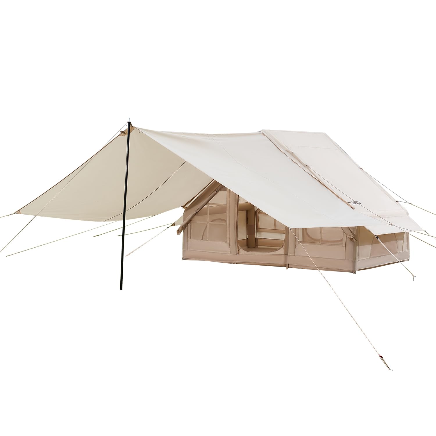 VEVOR Aufblasbare Zelte für Camping 3x2x2 m, 3–5 Personen, 300D Oxford 4-Jahreszeiten-Glamping-Zelt mit Baldachin, Handpumpe, Ofenanschluss, 2 Türen & 2 Netzfenstern (Aufbewahrungstasche inkl.) 4