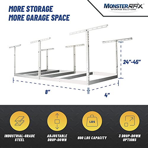 MonsterRax 4x8 Overhead Garage Storage Rack Frame Kit Hanging Storage