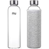Botella de cristal de MIU COLOR®, muy elegante, 550 ml, con funda de nailon para el coche sin colador de té, gris