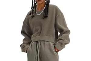 BINTEHGS Oversized Sweatshirt for Women Loose Fit Cotton Pullover Vintage Crew Neck Sweatshirts with Pocket Long Sleeve Shirt