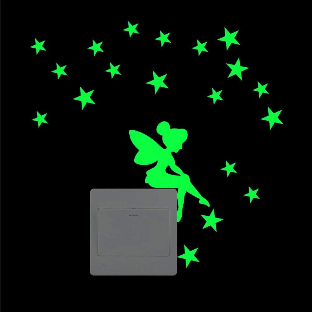 Switch Wall Sticker Luminous Noctilucent light Switch Luminous Sticker Glow In the Dark Cartoon Fluorescent Wall Stickers Fairy Sprinkle Stars Dark Stickers Removable Wall Decals