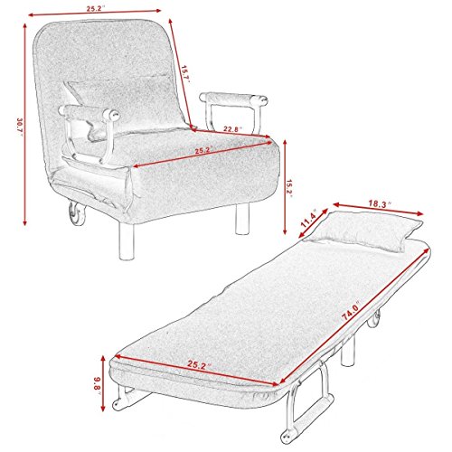Modern Convertible Sofa Bed Ottoman Couch Mattress Lounge Bed Sleeper w/Casters