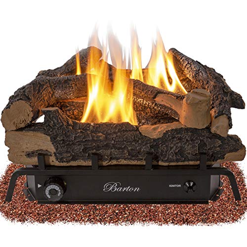 Barton 8pc Ceramic Log Stack Wood Fireplace Log Gas Realistic Logs Set - View #11