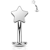 Agrewd Minimalist Star Floating Belly Button Rings, G23 Solid Titanium Belly Navel Rings for women, Surgical Steel Belly Navel Piercing Jewelry