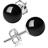 3/4/5/6/8/10/11mm Black Pearl Stud Earrings for Women - 925 Sterling Silver Hypoallergenic Earrings Jewelry Gift