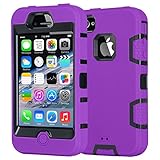 iPhone 4S Case,Apple iPhone 4 4S Case,Shockproof Heavy Duty Combo Hybrid Defender High Impact Body Rugged Hard PC & Silicone Case Protective Cover For Apple iPhone 4 4S (Purple Black)