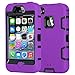 iPhone 4S Case,Apple iPhone 4 4S Case,Shockproof Heavy Duty Combo Hybrid Defender High Impact Body Rugged Hard PC & Silicone Case Protective Cover For Apple iPhone 4 4S (Purple Black)