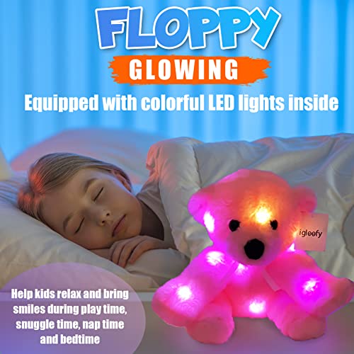 igloofy Pink Plush Teddy Bear Stuffed Animal - Soft & Cuddly Plushie for Kids, Nursery, Adults, Original & Official 12” Toy