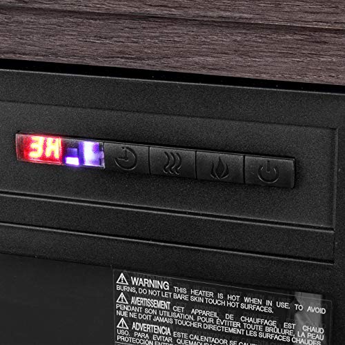 DELLA 1400-Watt Electric Fireplace in Grey with Built-in Bookshelves and an Enhanced Log Display