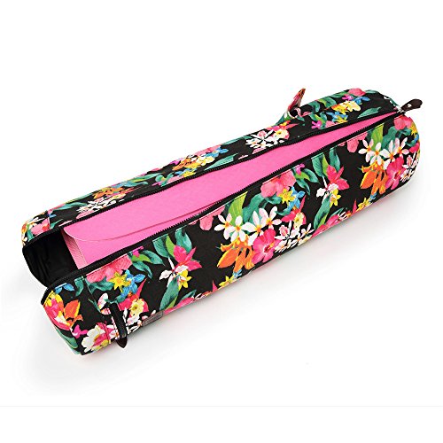 Fremous Yoga Mat Bag and Carriers for Women and Men - Double Storage Pocket - Easy Access Zipper - Adjustable Shoulder Strap and Handle (Peony)