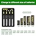 Fast 18650 Battery Charger, Intelligent USB Charger with Temperature Adjustment Function for 3.7V Rechargeable Battery Li-Ion IMR 26650 20700 21700 14500 18350 18500