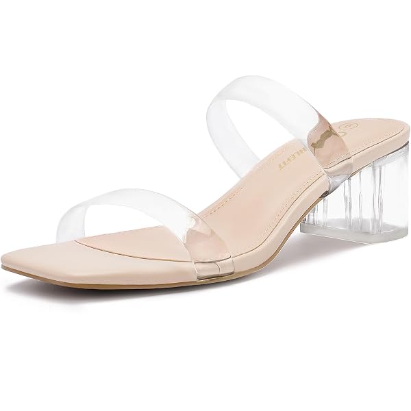NUMALEO Women's Low Heel Sandals – Open Toe Slip-On Chunky Heel, Wedding & Casual Patent Shoes